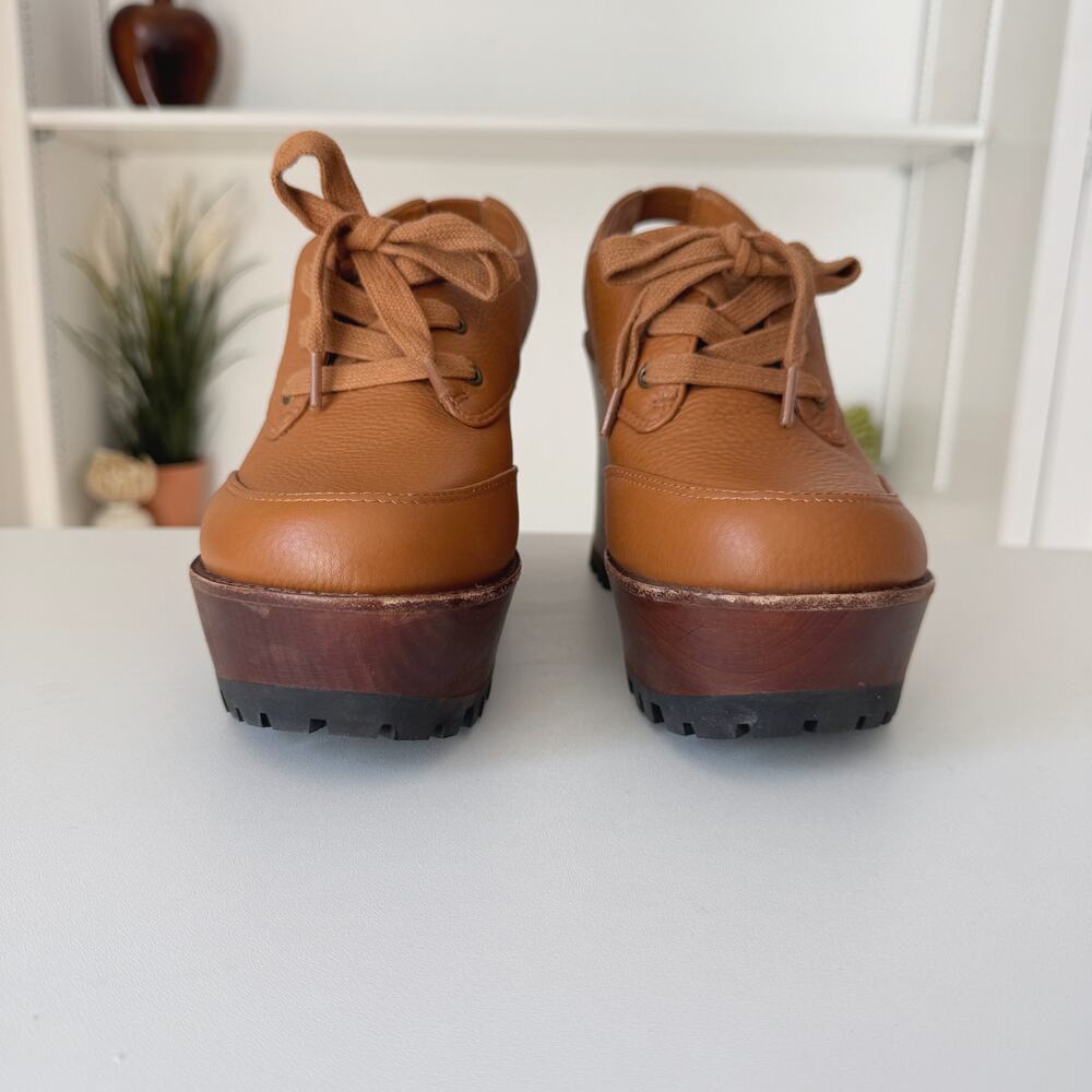 Intentionally Blank Hobby Slingback Platform Clog Whiskey Brown Leather Size 8 - Picture 5 of 8